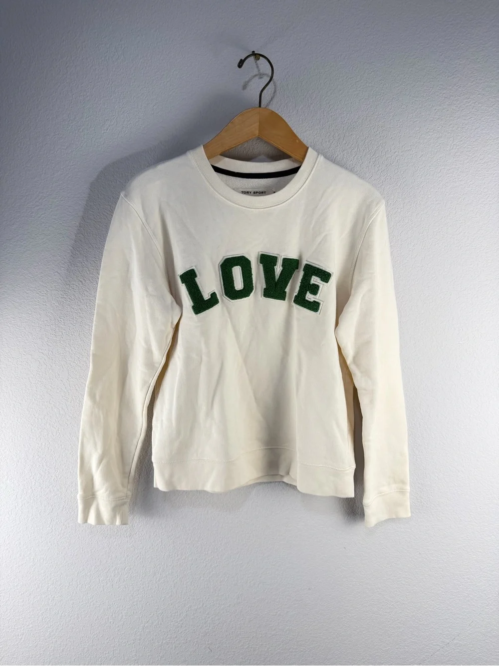Tory Burch French Terry Love Appliqué Sweatshirt Sz M